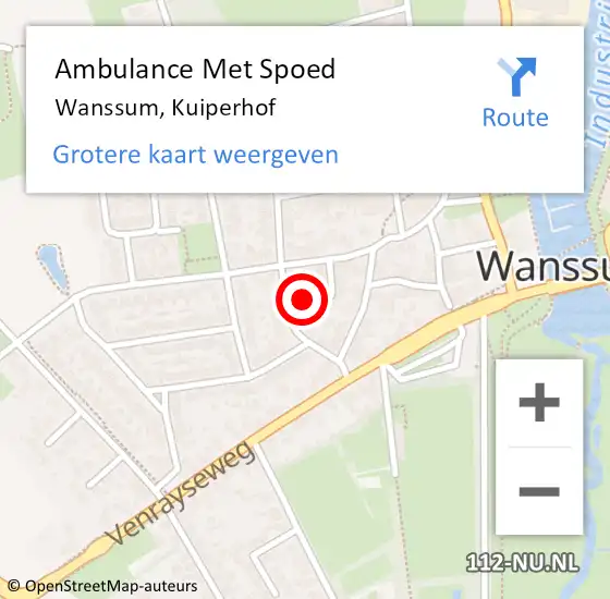 Locatie op kaart van de 112 melding: Ambulance Met Spoed Naar Wanssum, Kuiperhof op 22 januari 2020 08:50