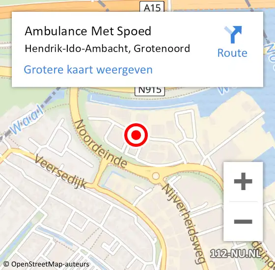 Locatie op kaart van de 112 melding: Ambulance Met Spoed Naar Hendrik-Ido-Ambacht, Grotenoord op 22 januari 2020 08:59