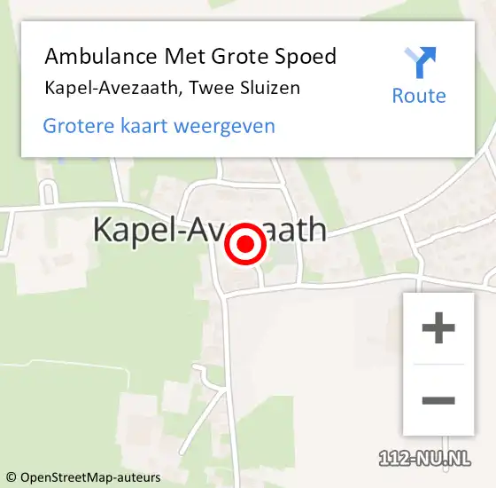 Locatie op kaart van de 112 melding: Ambulance Met Grote Spoed Naar Kapel-Avezaath, Twee Sluizen op 22 januari 2020 09:21