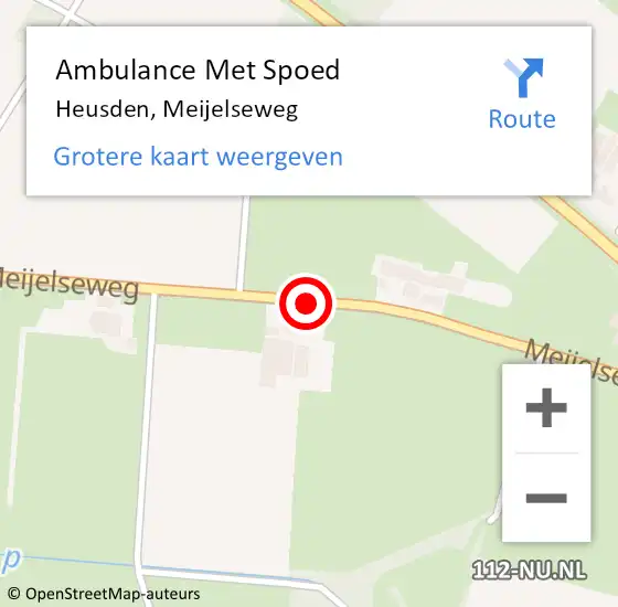 Locatie op kaart van de 112 melding: Ambulance Met Spoed Naar Heusden, Meijelseweg op 22 januari 2020 10:40