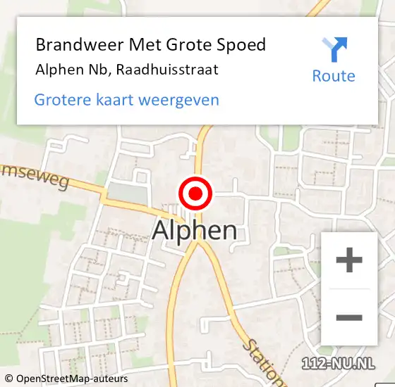 Locatie op kaart van de 112 melding: Brandweer Met Grote Spoed Naar Alphen Nb, Raadhuisstraat op 22 januari 2020 10:45