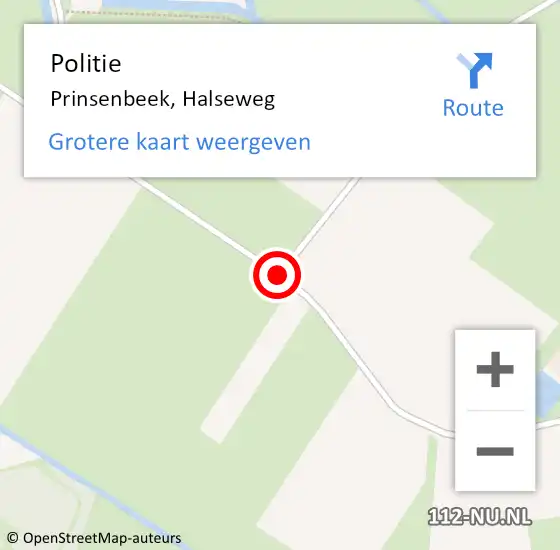 Locatie op kaart van de 112 melding: Politie Prinsenbeek, Halseweg op 22 januari 2020 11:22