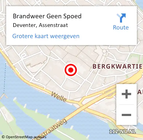 Locatie op kaart van de 112 melding: Brandweer Geen Spoed Naar Deventer, Assenstraat op 22 januari 2020 11:31