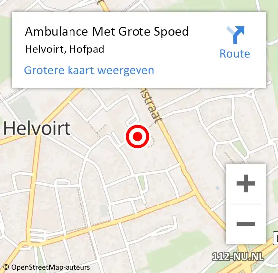 Locatie op kaart van de 112 melding: Ambulance Met Grote Spoed Naar Helvoirt, Hofpad op 22 januari 2020 12:22