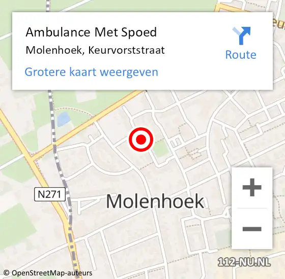 Locatie op kaart van de 112 melding: Ambulance Met Spoed Naar Molenhoek, Keurvorststraat op 22 januari 2020 12:43