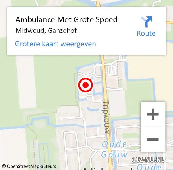 Locatie op kaart van de 112 melding: Ambulance Met Grote Spoed Naar Midwoud, Ganzehof op 22 januari 2020 13:02