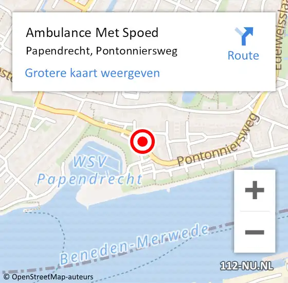 Locatie op kaart van de 112 melding: Ambulance Met Spoed Naar Papendrecht, Pontonniersweg op 22 januari 2020 13:26