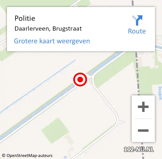 Locatie op kaart van de 112 melding: Politie Daarlerveen, Brugstraat op 22 januari 2020 13:31