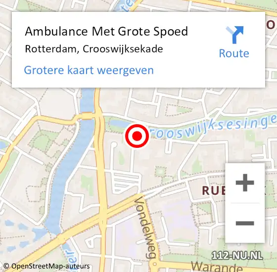 Locatie op kaart van de 112 melding: Ambulance Met Grote Spoed Naar Rotterdam, Crooswijksekade op 22 januari 2020 13:48