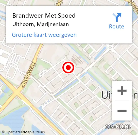 Locatie op kaart van de 112 melding: Brandweer Met Spoed Naar Uithoorn, Marijnenlaan op 22 januari 2020 15:06