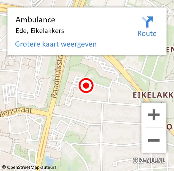 Locatie op kaart van de 112 melding: Ambulance Ede, Eikelakkers op 22 januari 2020 15:41