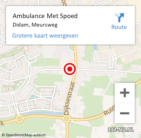 Locatie op kaart van de 112 melding: Ambulance Met Spoed Naar Didam, Meursweg op 22 januari 2020 15:47