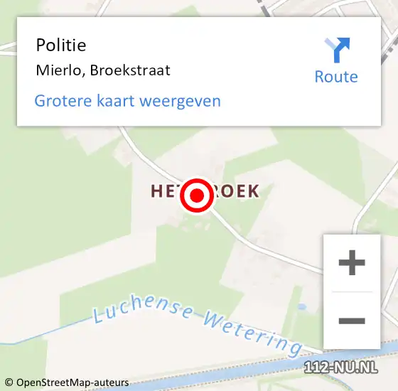 Locatie op kaart van de 112 melding: Politie Mierlo, Broekstraat op 22 januari 2020 15:51