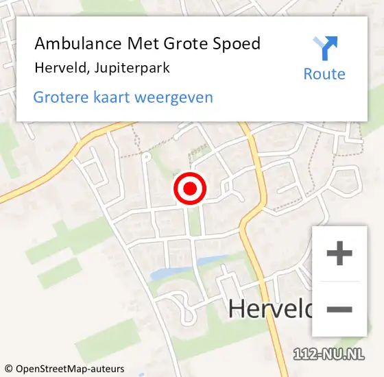 Locatie op kaart van de 112 melding: Ambulance Met Grote Spoed Naar Herveld, Jupiterpark op 22 januari 2020 16:19