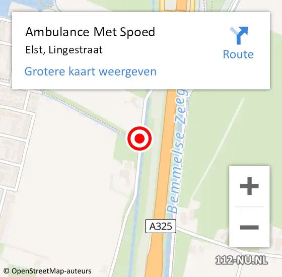 Locatie op kaart van de 112 melding: Ambulance Met Spoed Naar Elst, Lingestraat op 22 januari 2020 16:45