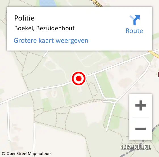 Locatie op kaart van de 112 melding: Politie Boekel, Bezuidenhout op 22 januari 2020 16:56