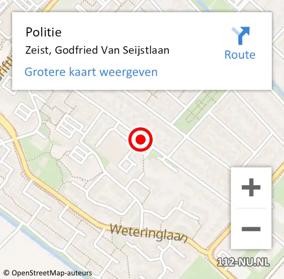 Locatie op kaart van de 112 melding: Politie Zeist, Godfried Van Seijstlaan op 22 januari 2020 17:26