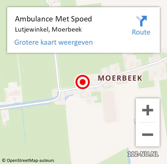 Locatie op kaart van de 112 melding: Ambulance Met Spoed Naar Lutjewinkel, Moerbeek op 26 april 2014 09:56