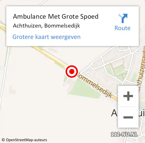 Locatie op kaart van de 112 melding: Ambulance Met Grote Spoed Naar Achthuizen, Bommelsedijk op 22 januari 2020 18:35