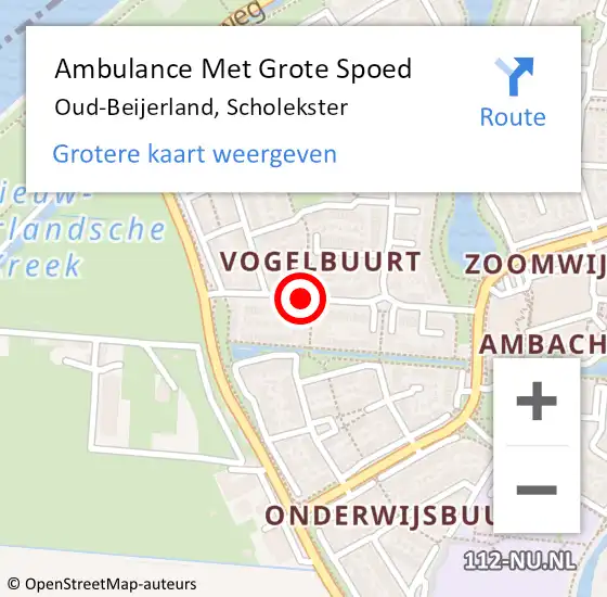 Locatie op kaart van de 112 melding: Ambulance Met Grote Spoed Naar Oud-Beijerland, Scholekster op 22 januari 2020 19:45