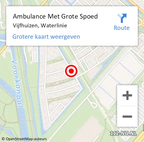 Locatie op kaart van de 112 melding: Ambulance Met Grote Spoed Naar Vijfhuizen, Waterlinie op 22 januari 2020 20:39