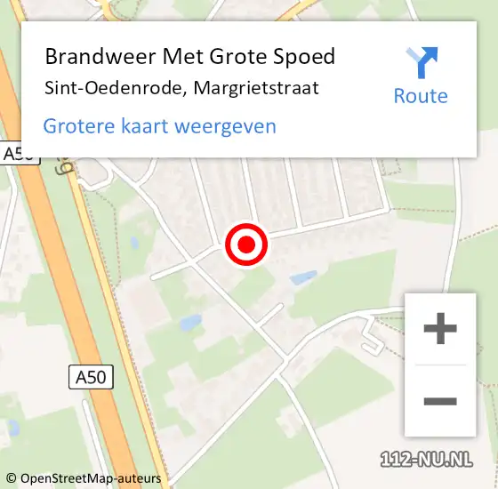 Locatie op kaart van de 112 melding: Brandweer Met Grote Spoed Naar Sint-Oedenrode, Margrietstraat op 22 januari 2020 20:49