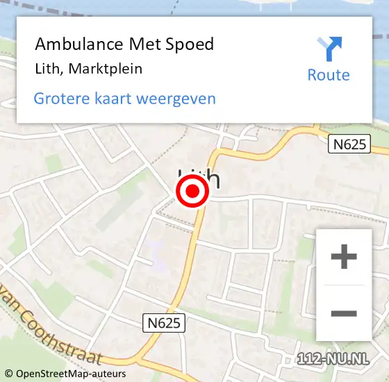 Locatie op kaart van de 112 melding: Ambulance Met Spoed Naar Lith, Marktplein op 22 januari 2020 20:58