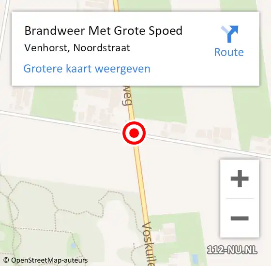 Locatie op kaart van de 112 melding: Brandweer Met Grote Spoed Naar Venhorst, Noordstraat op 22 januari 2020 20:58