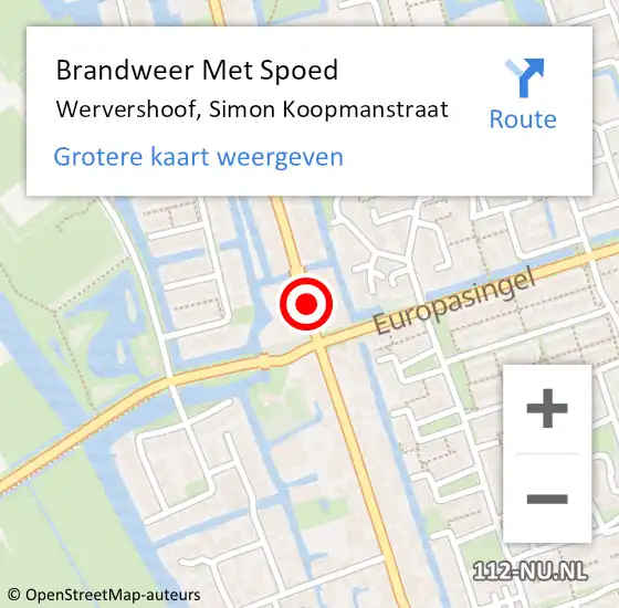 Locatie op kaart van de 112 melding: Brandweer Met Spoed Naar Wervershoof, Simon Koopmanstraat op 22 januari 2020 21:04