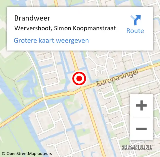 Locatie op kaart van de 112 melding: Brandweer Wervershoof, Simon Koopmanstraat op 22 januari 2020 21:05