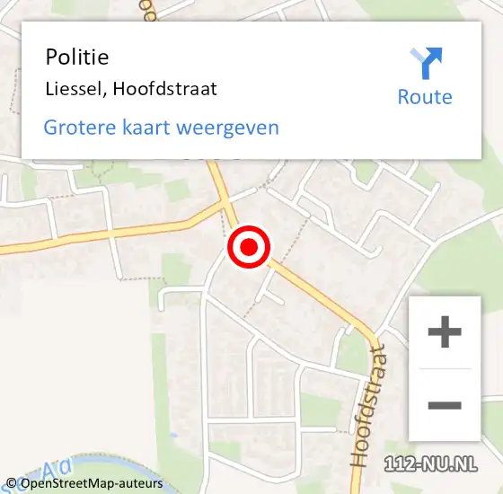 Locatie op kaart van de 112 melding: Politie Liessel, Hoofdstraat op 22 januari 2020 22:14