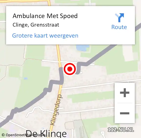 Locatie op kaart van de 112 melding: Ambulance Met Spoed Naar Clinge, Grensstraat op 26 april 2014 10:24