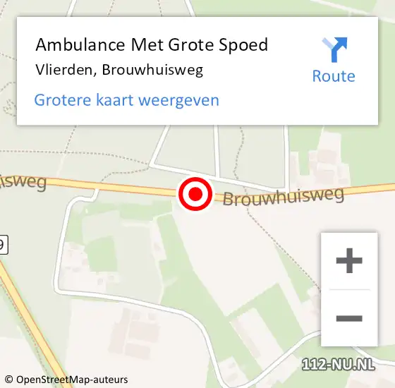 Locatie op kaart van de 112 melding: Ambulance Met Grote Spoed Naar Vlierden, Brouwhuisweg op 23 januari 2020 06:03