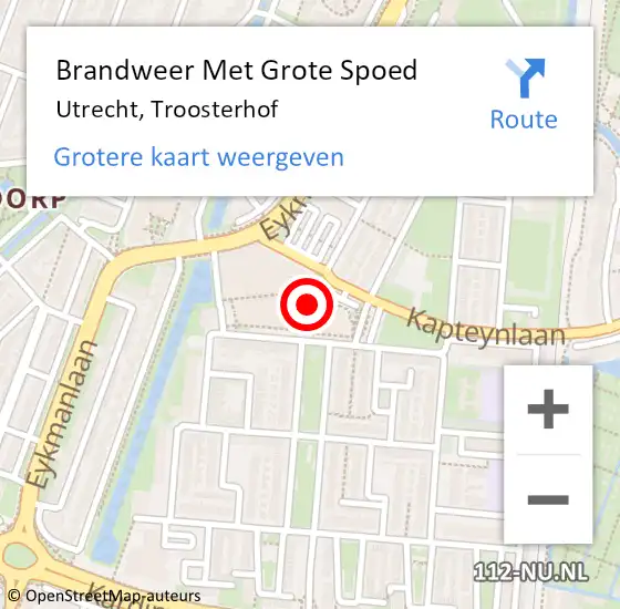 Locatie op kaart van de 112 melding: Brandweer Met Grote Spoed Naar Utrecht, Troosterhof op 23 januari 2020 06:06