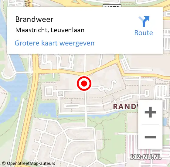 Locatie op kaart van de 112 melding: Brandweer Maastricht, Leuvenlaan op 26 april 2014 10:34