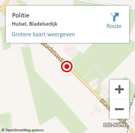 Locatie op kaart van de 112 melding: Politie Hulsel, Bladelsedijk op 23 januari 2020 08:24
