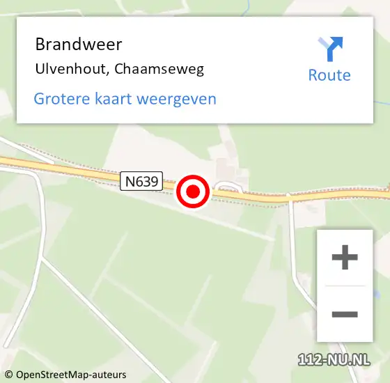 Locatie op kaart van de 112 melding: Brandweer Ulvenhout, Chaamseweg op 23 januari 2020 08:31