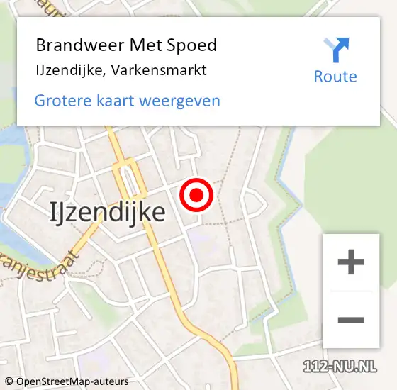 Locatie op kaart van de 112 melding: Brandweer Met Spoed Naar IJzendijke, Varkensmarkt op 23 januari 2020 10:01