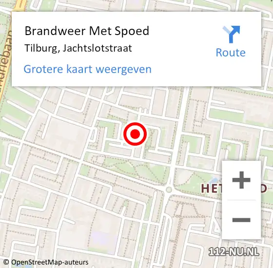 Locatie op kaart van de 112 melding: Brandweer Met Spoed Naar Tilburg, Jachtslotstraat op 23 januari 2020 10:44