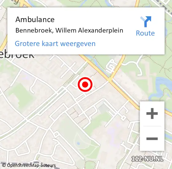 Locatie op kaart van de 112 melding: Ambulance Bennebroek, Willem Alexanderplein op 23 januari 2020 10:48