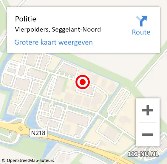 Locatie op kaart van de 112 melding: Politie Vierpolders, Seggelant-Noord op 30 september 2013 07:54