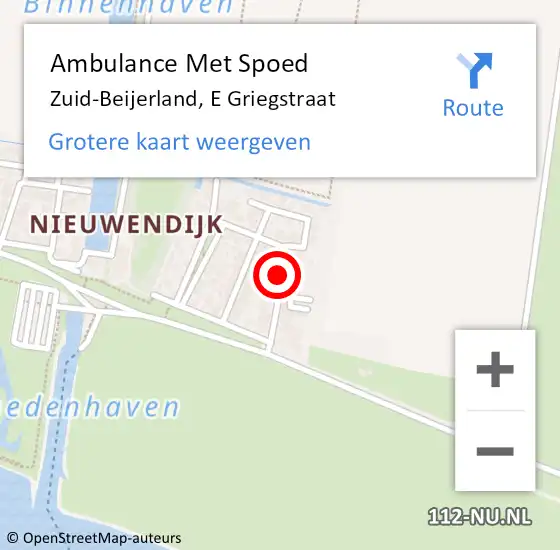 Locatie op kaart van de 112 melding: Ambulance Met Spoed Naar Zuid-Beijerland, E Griegstraat op 23 januari 2020 11:53