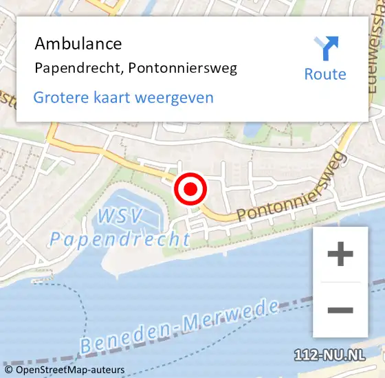 Locatie op kaart van de 112 melding: Ambulance Papendrecht, Pontonniersweg op 23 januari 2020 13:11