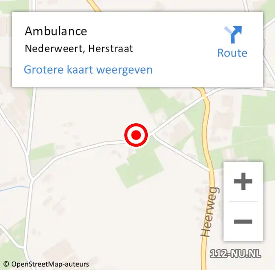 Locatie op kaart van de 112 melding: Ambulance Nederweert, Herstraat op 26 april 2014 11:07