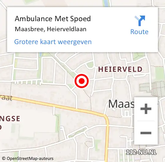 Locatie op kaart van de 112 melding: Ambulance Met Spoed Naar Maasbree, Heierveldlaan op 23 januari 2020 13:28