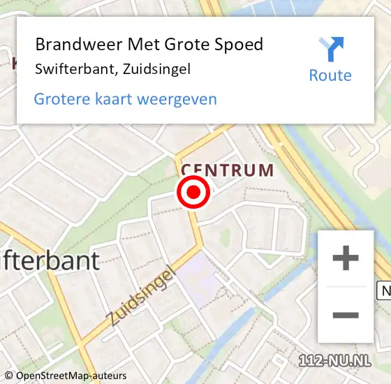 Locatie op kaart van de 112 melding: Brandweer Met Grote Spoed Naar Swifterbant, Zuidsingel op 26 april 2014 11:15