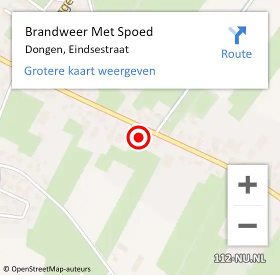 Locatie op kaart van de 112 melding: Brandweer Met Spoed Naar Dongen, Eindsestraat op 26 april 2014 11:16