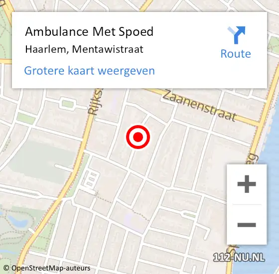 Locatie op kaart van de 112 melding: Ambulance Met Spoed Naar Haarlem, Mentawistraat op 23 januari 2020 15:03