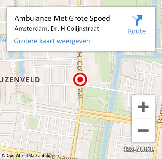 Locatie op kaart van de 112 melding: Ambulance Met Grote Spoed Naar Amsterdam, Dr. H.Colijnstraat op 23 januari 2020 16:06