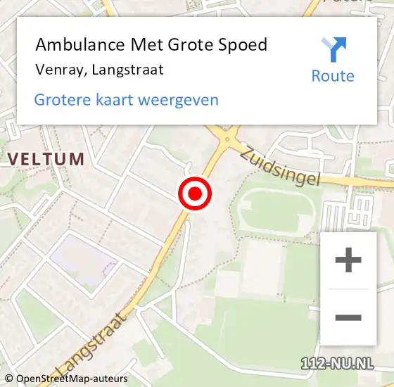 Locatie op kaart van de 112 melding: Ambulance Met Grote Spoed Naar Venray, Langstraat op 23 januari 2020 16:25